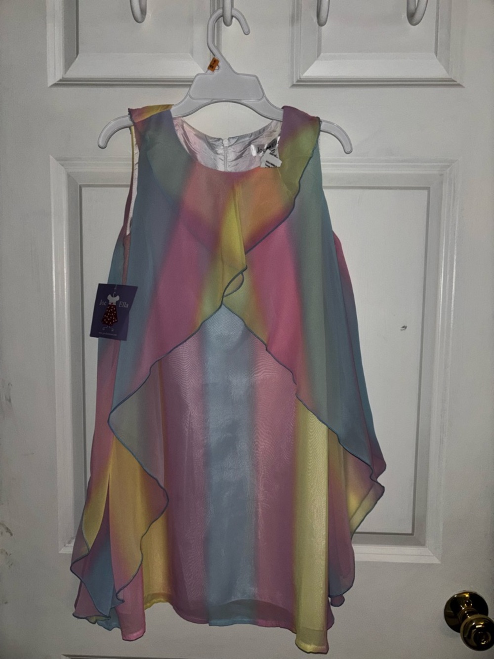 Joe-Ella Pastel Rainbow Chiffon Ruffle Dress